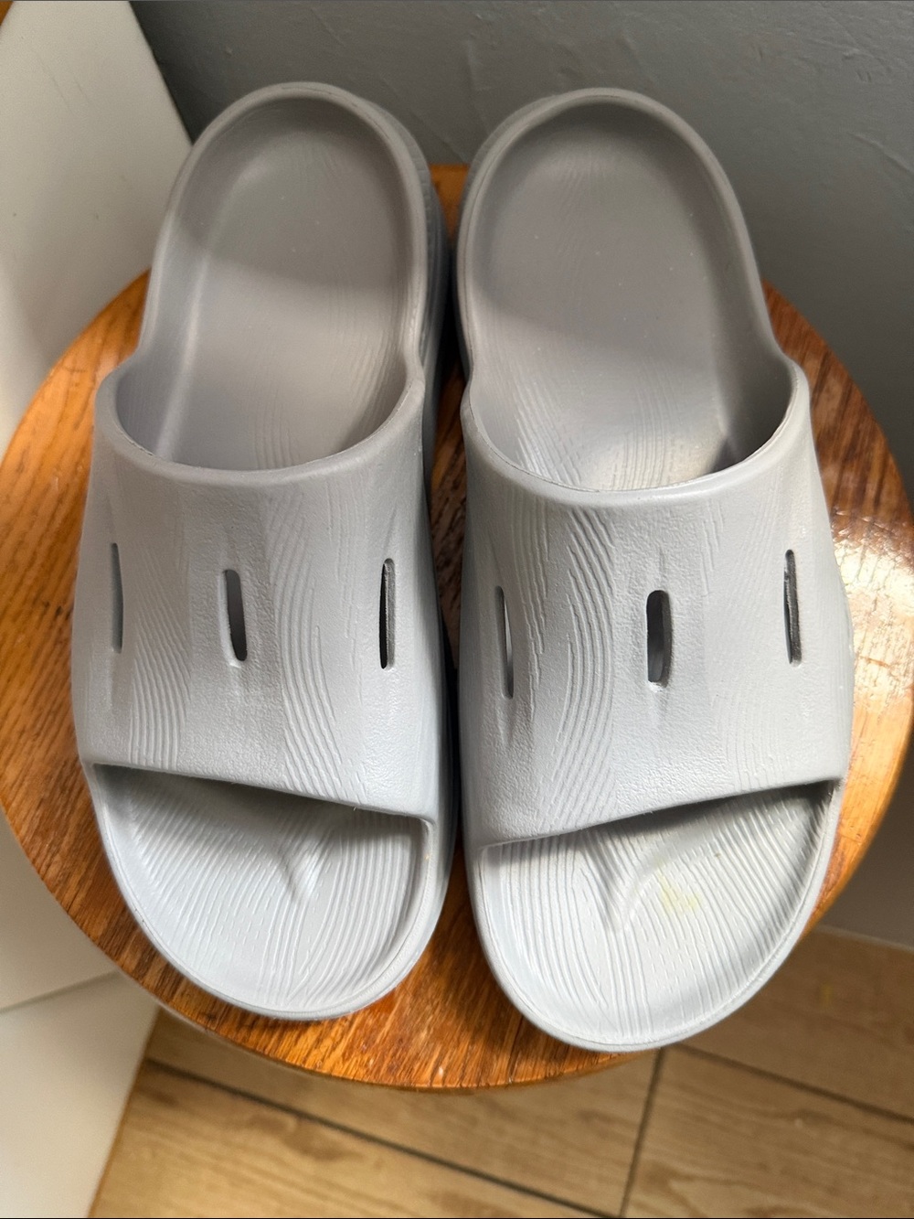 Hoka Light Gray Slide Sandals - Minimal Slip-On Style
